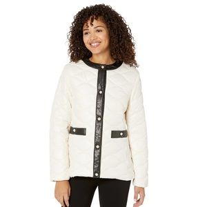 NWT Kate Spade Quilted Jacket with Pearl Snap Buttons, Cream, L